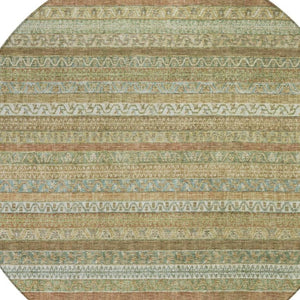 8 Foot Round Striped Polyester Area Rug Washable Indoor Outdoor Patio Kitchen