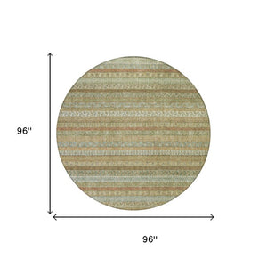 8 Foot Round Striped Polyester Area Rug Washable Indoor Outdoor Patio Kitchen