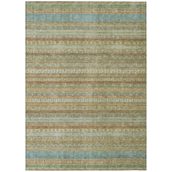 HomeRoots 9 X 12 Wheat Gold Stripe Polyester Area Rug Washable for Patio Porch or Living Room 739821