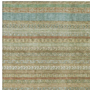 9 X 12 Wheat Gold Stripe Polyester Area Rug Washable for Patio Porch or Living Room