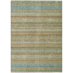 HomeRoots 10 X 14 Wheat Gold Stripe Washable Polyester Area Rug for Indoor Outdoor Use 739822