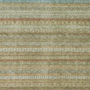 10 X 14 Wheat Gold Stripe Washable Polyester Area Rug for Indoor Outdoor Use