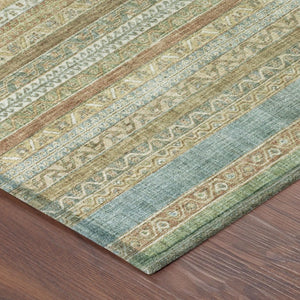 10 X 14 Wheat Gold Stripe Washable Polyester Area Rug for Indoor Outdoor Use