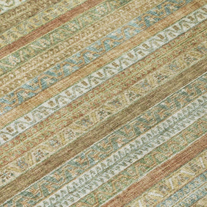 10 X 14 Wheat Gold Stripe Washable Polyester Area Rug for Indoor Outdoor Use