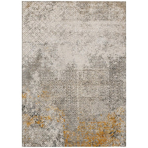 HomeRoots 10 X 14 Beige Brown Abstract Polyester Washable Rug for Indoor Outdoor Use 739828