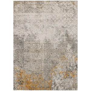 10 X 14 Beige Brown Abstract Polyester Washable Rug for Indoor Outdoor Use