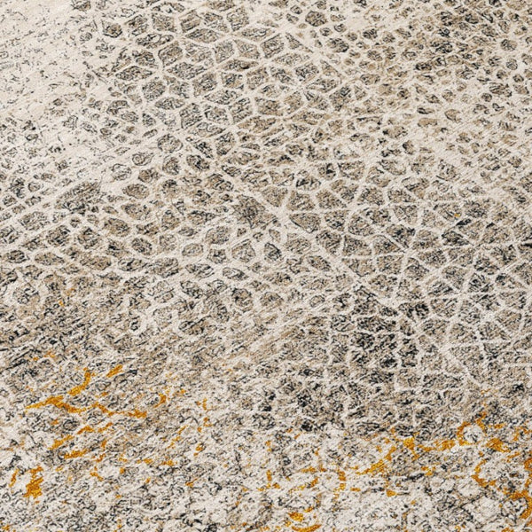 10 X 14 Beige Brown Abstract Polyester Washable Rug for Indoor Outdoor Use