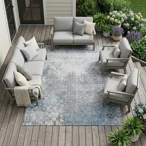 8 Ft X 10 Ft Abstract Polyester Indoor Outdoor Rug Washable Stain Resistant Patio