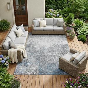 10 X 14 Abstract Polyester Area Rug for Indoor Outdoor Living Spaces Washable