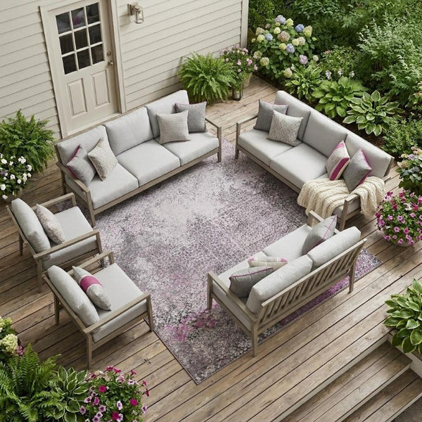 9 Ft Abstract Polyester Area Rug Stain Resistant for Patio Porch or Living Room