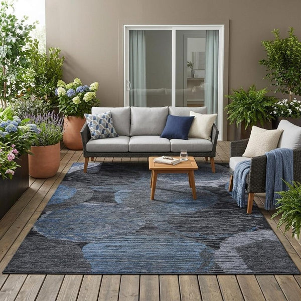 5 X 8 Charcoal Gray Geometric Polyester Washable Area Rug for Patio or Living Room