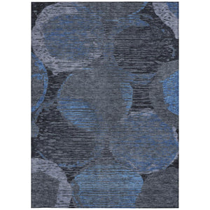 5 X 8 Charcoal Gray Geometric Polyester Washable Area Rug for Patio or Living Room