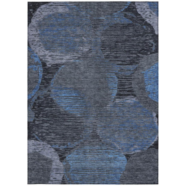 5 X 8 Charcoal Gray Geometric Polyester Washable Area Rug for Patio or Living Room