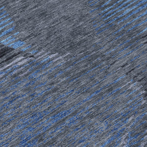 5 X 8 Charcoal Gray Geometric Polyester Washable Area Rug for Patio or Living Room