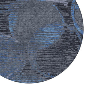 8 Ft Round Geometric Polyester Rug Washable Stain Resistant for Patio or Living Room