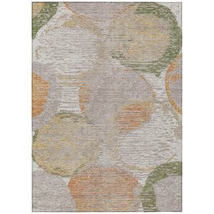 HomeRoots 5x8 Ivory Pewter Geometric Polyester Area Rug Washable Stain Resistant Indoor Outdoor 739866