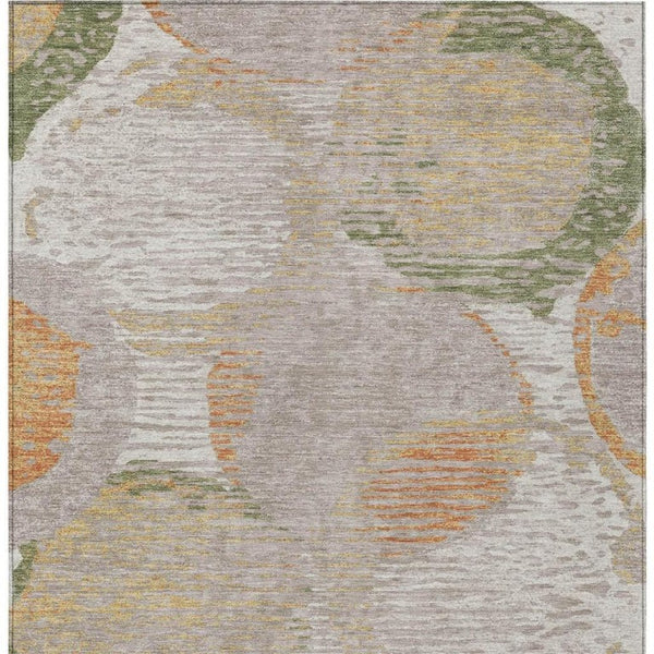 5x8 Ivory Pewter Geometric Polyester Area Rug Washable Stain Resistant Indoor Outdoor