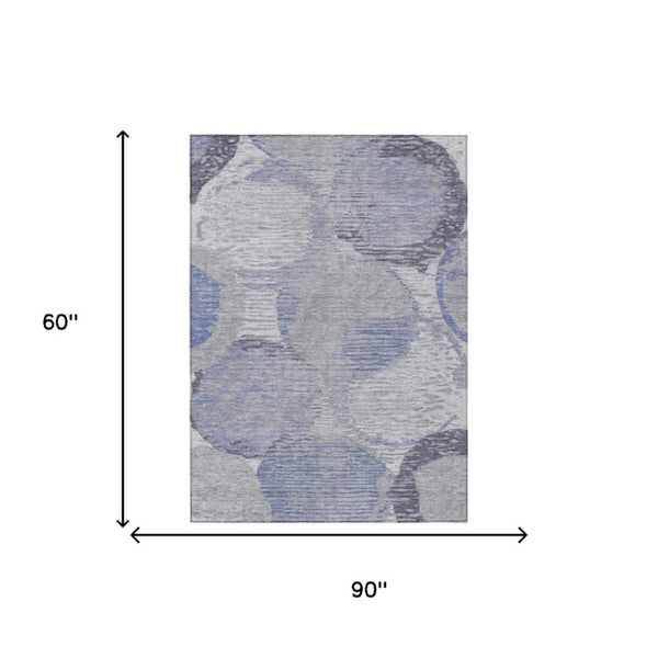 5 X 8 Plum Purple Geometric Polyester Area Rug Washable Stain Resistant Patio