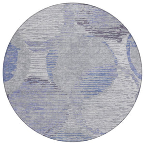 HomeRoots 8 Ft Round Geometric Polyester Area Rug Washable Stain Resistant for Patio or Living Room 739873