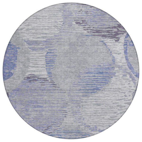 HomeRoots 8 Ft Round Geometric Polyester Area Rug Washable Stain Resistant for Patio or Living Room 739873
