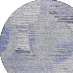 8 Ft Round Geometric Polyester Area Rug Washable Stain Resistant for Patio or Living Room
