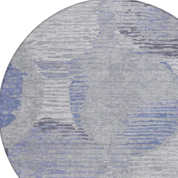 8 Ft Round Geometric Polyester Area Rug Washable Stain Resistant for Patio or Living Room