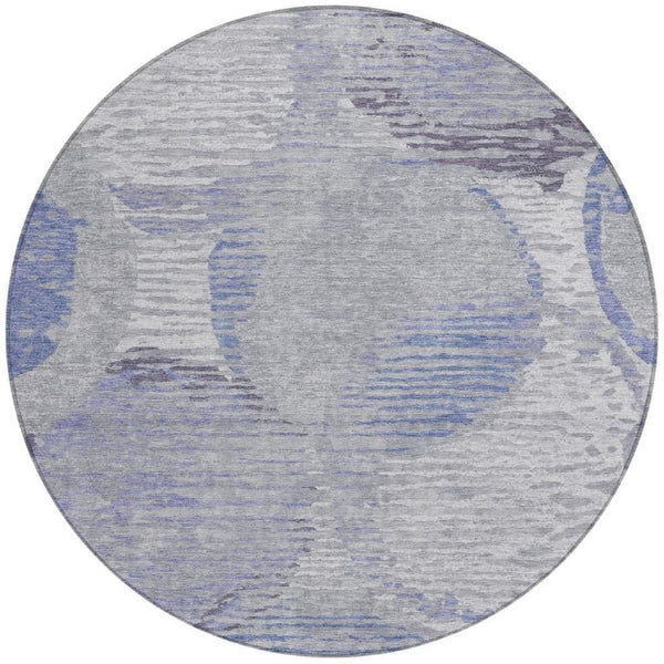 8 Ft Round Geometric Polyester Area Rug Washable Stain Resistant for Patio or Living Room