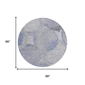 8 Ft Round Geometric Polyester Area Rug Washable Stain Resistant for Patio or Living Room