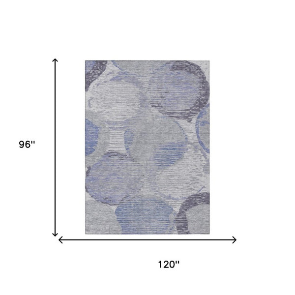 8 Ft X 10 Ft Purple Geometric Polyester Area Rug Washable Stain Resistant Patio
