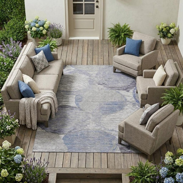 9 X 12 Plum Purple Geometric Polyester Washable Rug for Patios and Living Rooms