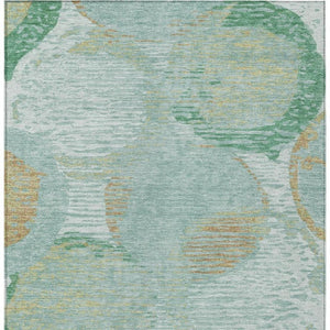 5x8 Teal Geometric Polyester Area Rug Washable Stain Resistant for Patio or Living Room