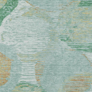 9 Ft Geometric Teal Polyester Area Rug Washable Stain Resistant Indoor Outdoor Use
