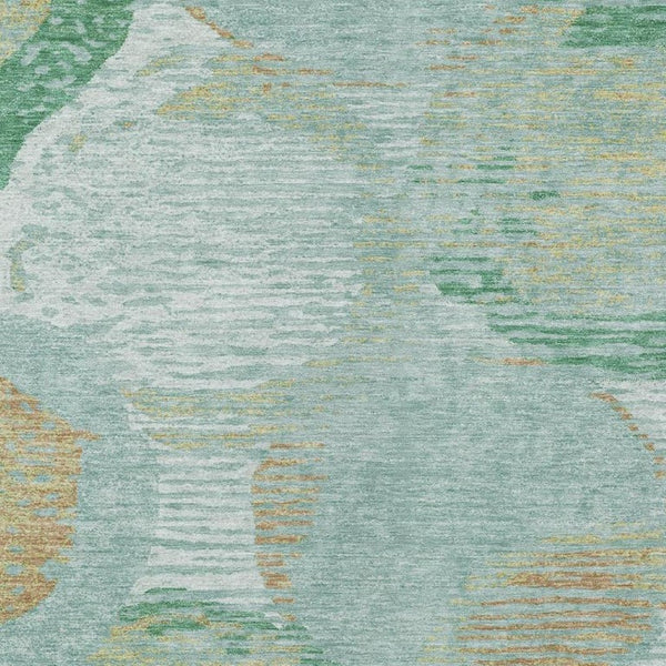 9 Ft Geometric Teal Polyester Area Rug Washable Stain Resistant Indoor Outdoor Use