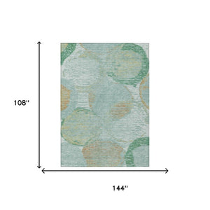 9 Ft Geometric Teal Polyester Area Rug Washable Stain Resistant Indoor Outdoor Use
