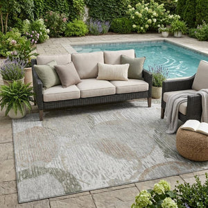 5 X 8 Taupe Brown Geometric Polyester Area Rug Washable for Patio or Living Room