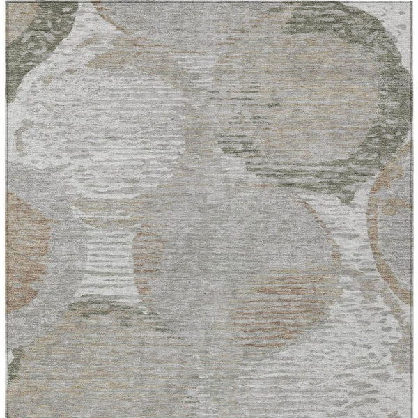 5 X 8 Taupe Brown Geometric Polyester Area Rug Washable for Patio or Living Room