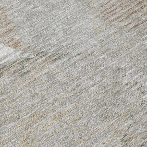 8 Foot Round Geometric Polyester Area Rug Washable Taupe Brown Indoor Outdoor