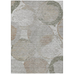HomeRoots 8x10 Taupe Brown Geometric Polyester Area Rug Stain Resistant for Indoor Outdoor Use 739886