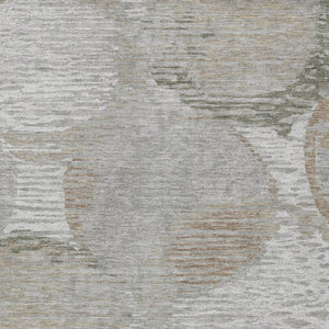 10 Ft X 14 Ft Taupe Brown Geometric Polyester Washable Rug for Patio or Living Room
