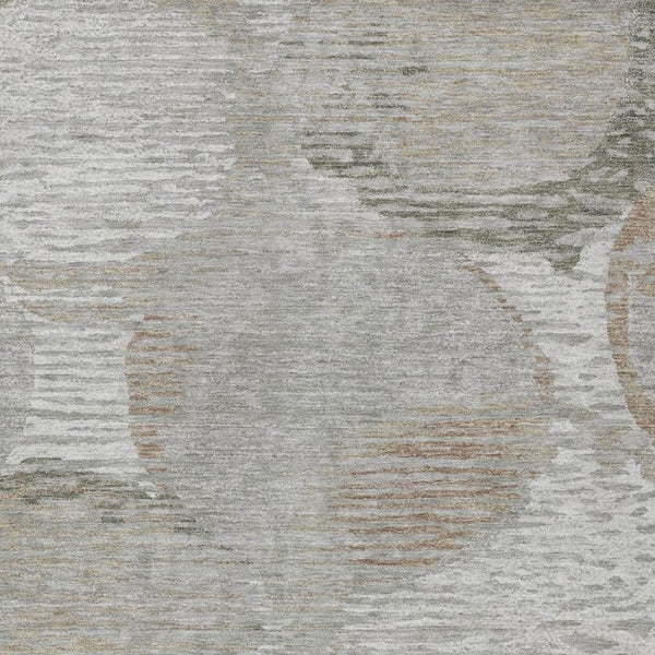10 Ft X 14 Ft Taupe Brown Geometric Polyester Washable Rug for Patio or Living Room