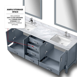 English Elm Dark Grey Double Bath Vanity With Carrara Marble Top, Chrome Faucet & 30" Mirrors – Elegant Storage Solutions B2731S01056