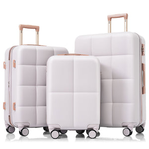 English Elm Luggage Set of 3 Abs Hard Shell Suitcases with Spinner Wheels and Built in Cup Holder Light Grey N726P296016D