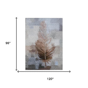 8 X 10 Botanical Leaf Polyester Area Rug Stain Resistant for Patio or Living Room