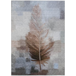 HomeRoots 9' X 12' Chocolate and Brown Botanical Leaves Washable Indoor Outdoor Area Rug 739899