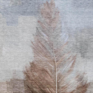 9' X 12' Chocolate and Brown Botanical Leaves Washable Indoor Outdoor Area Rug
