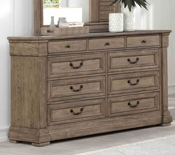 English Elm Weathered Gray Elm Veneer Dresser with Dovetail Drawers for a Farmhouse Bedroom B2741P494965
