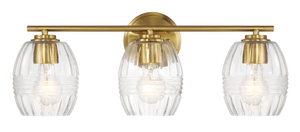 English Elm Ashcroft Furniture - Luster Three Lights Vanity With Clear Glass For Bathrooms Above Mirror  Wall Lamp - Satin Brass