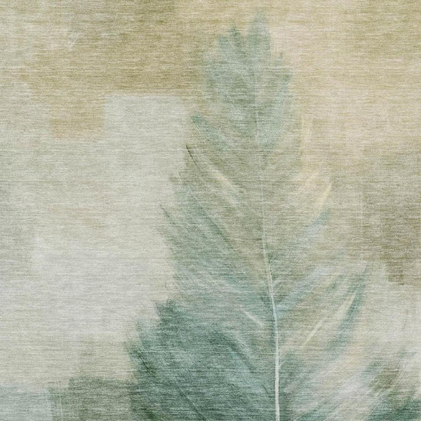 8' X 10' Green and Brown Botanical Leaves Washable Indoor Outdoor Area Rug