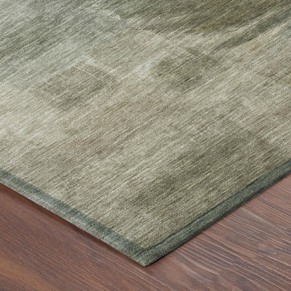 9' X 12' Khaki and Brown Botanical Leaves Washable Indoor Outdoor Area Rug