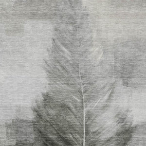 5' X 8' Pewter and Gray Botanical Leaves Washable Indoor Outdoor Area Rug